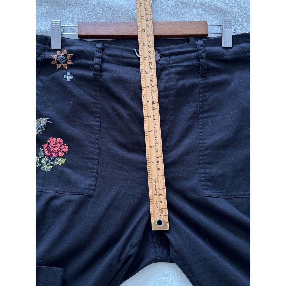 Johnny Was Workshop Womens Pants Size 12 Black Embroidered Boho Straight Leg - Picture 9 of 14